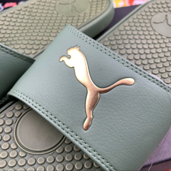 Puma Cool Cat Grass Green Women’s Slides - Picture 6 of 9